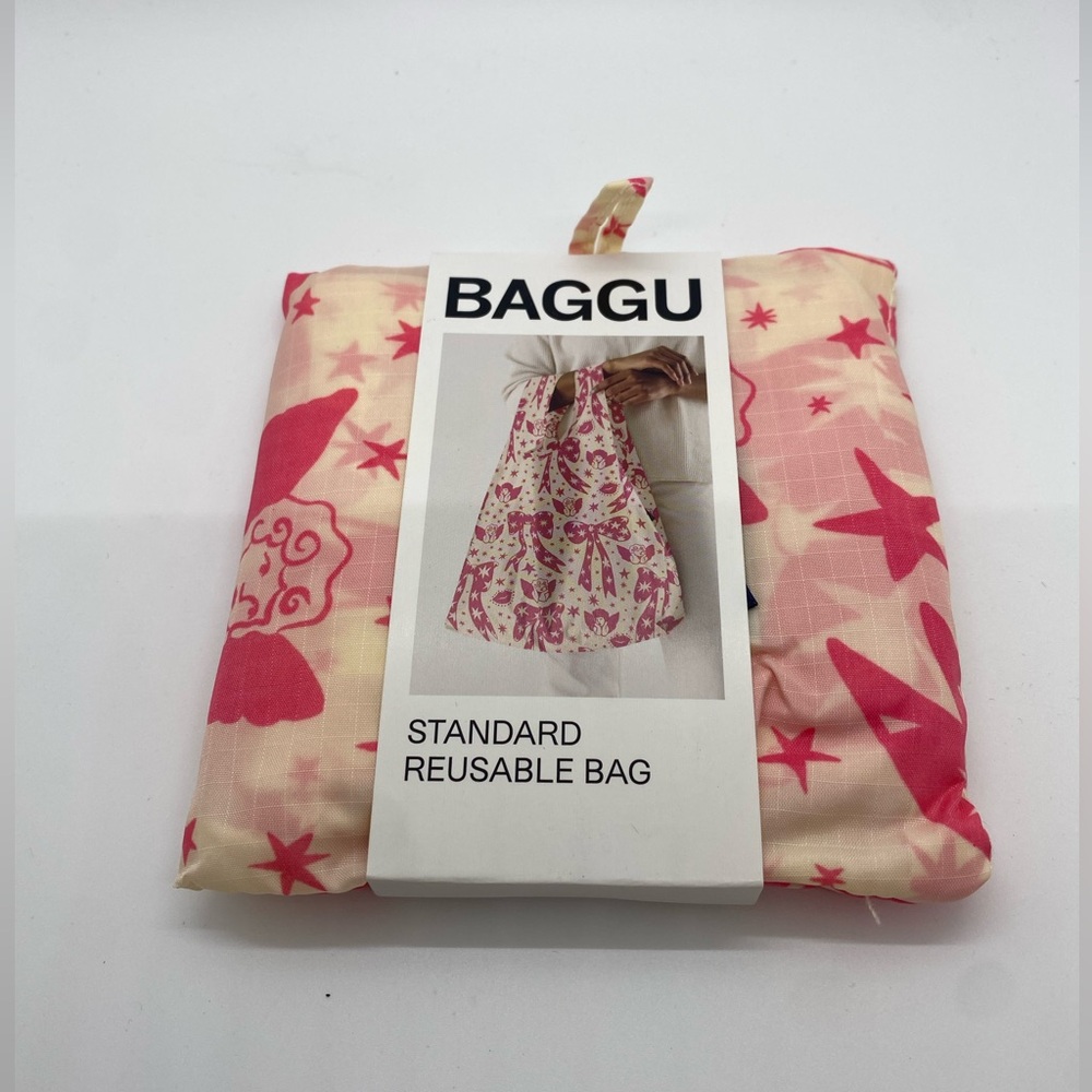 BAGGU Standard Reusable Tote Bag CHERUB BOW PINK
